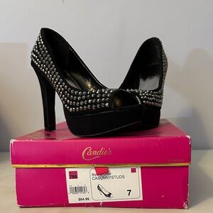 Candie's Black and Silver Studded Heels